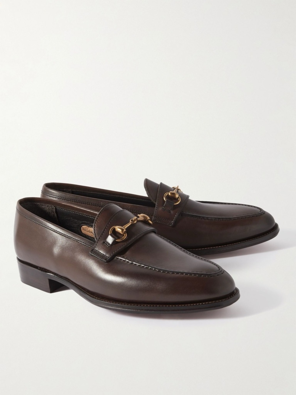 GEORGE CLEVERLEY Men's Brown Leather Bit Loafers with Gold Horsebit